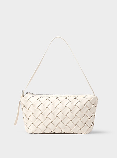 Le sac d'&eacute;paule faux cuir tress&eacute; panier