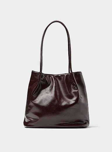 Crackled faux-leather hobo bag