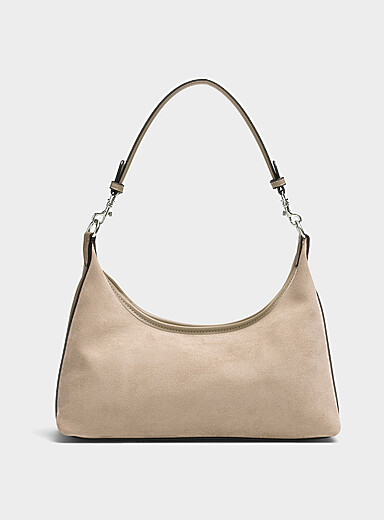 Velvety minimalist shoulder bag