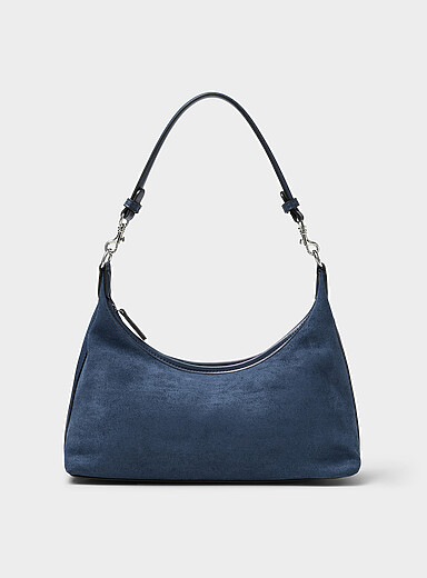 Simons: Le sac d'&eacute;paule minimaliste velout&eacute; Bleu marine - Bleu nuit pour femme