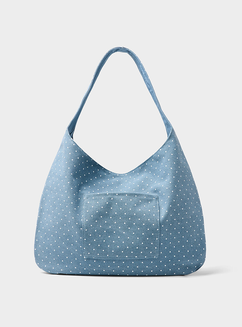 Pin-Dot Fabric Xl Hobo Bag
