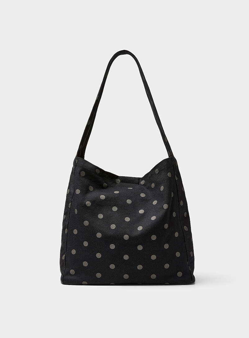 Contrast-dot fabric hobo bag product image (primary)