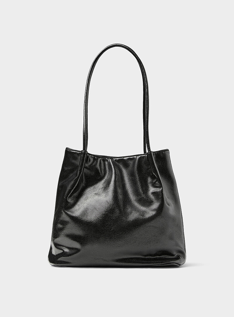 Crackled faux-leather hobo bag product image (primary)