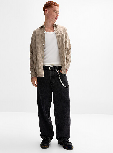 Le jean baggy noir d&eacute;lav&eacute; Big Boy <b>Coupe baggy</b>