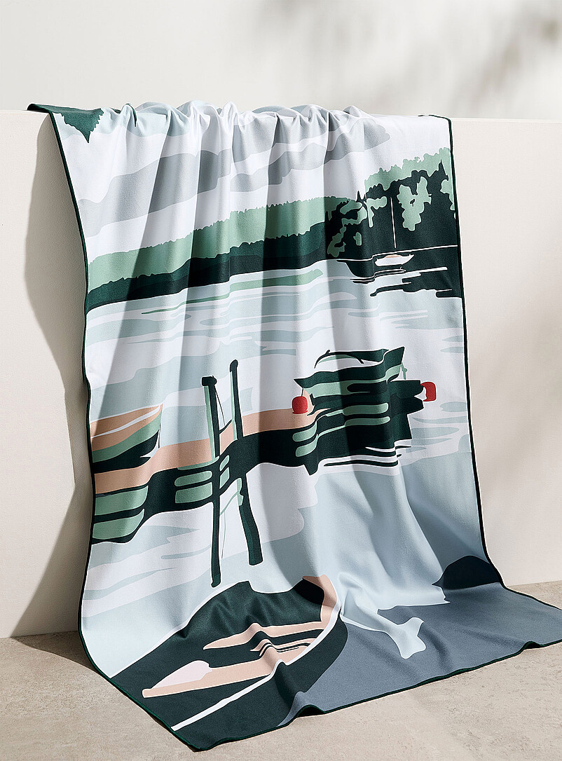 Linder Telone Asciugamano Da Spiaggia Crazy Flamingo – 90x170 Cm – 100% Cotone – Grigio/Blu