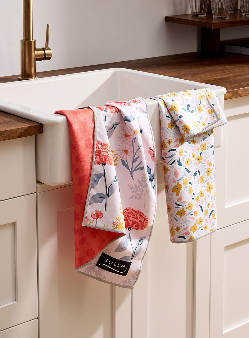 Floral Pattern Microfibre Tea Towels Set Of 2