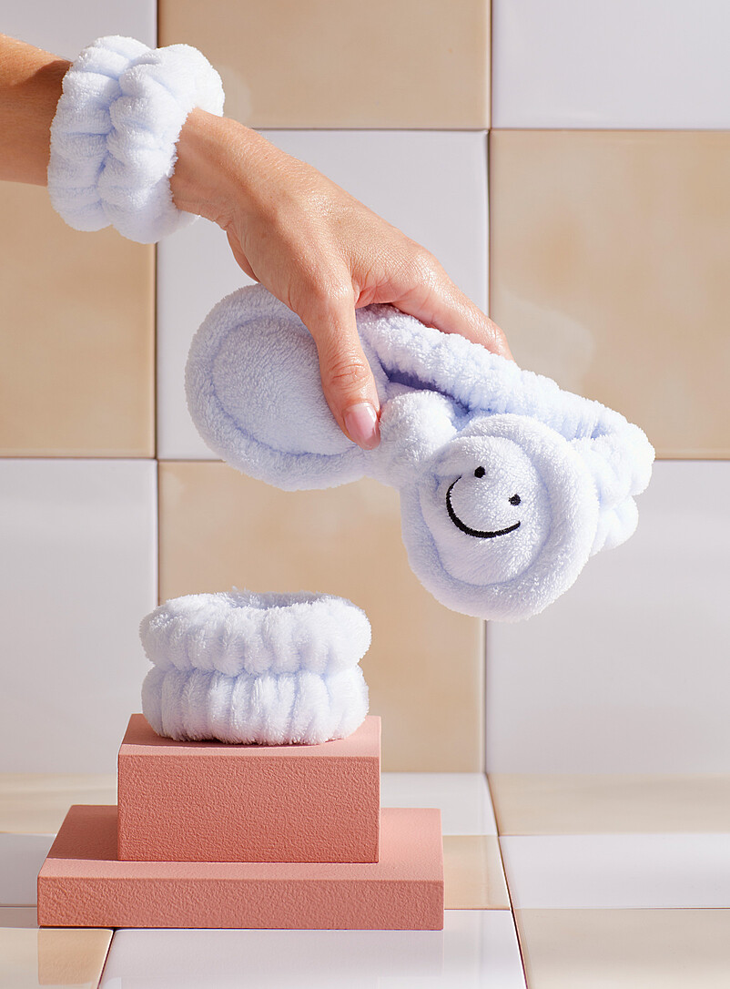 Simons Maison: Le bandeau peluche boucle bonhomme sourire Bleu