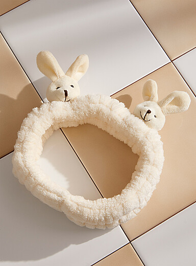 White bunny plush headband