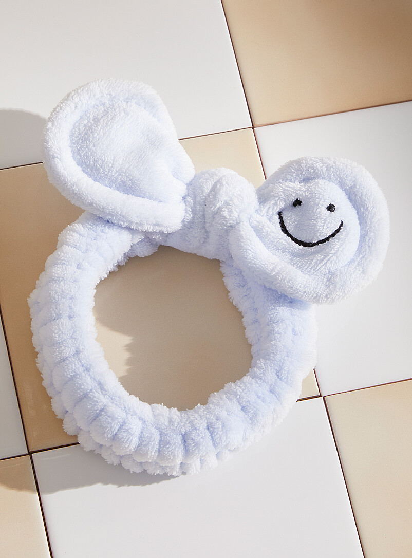 Smiley Face Bow Plush Headband