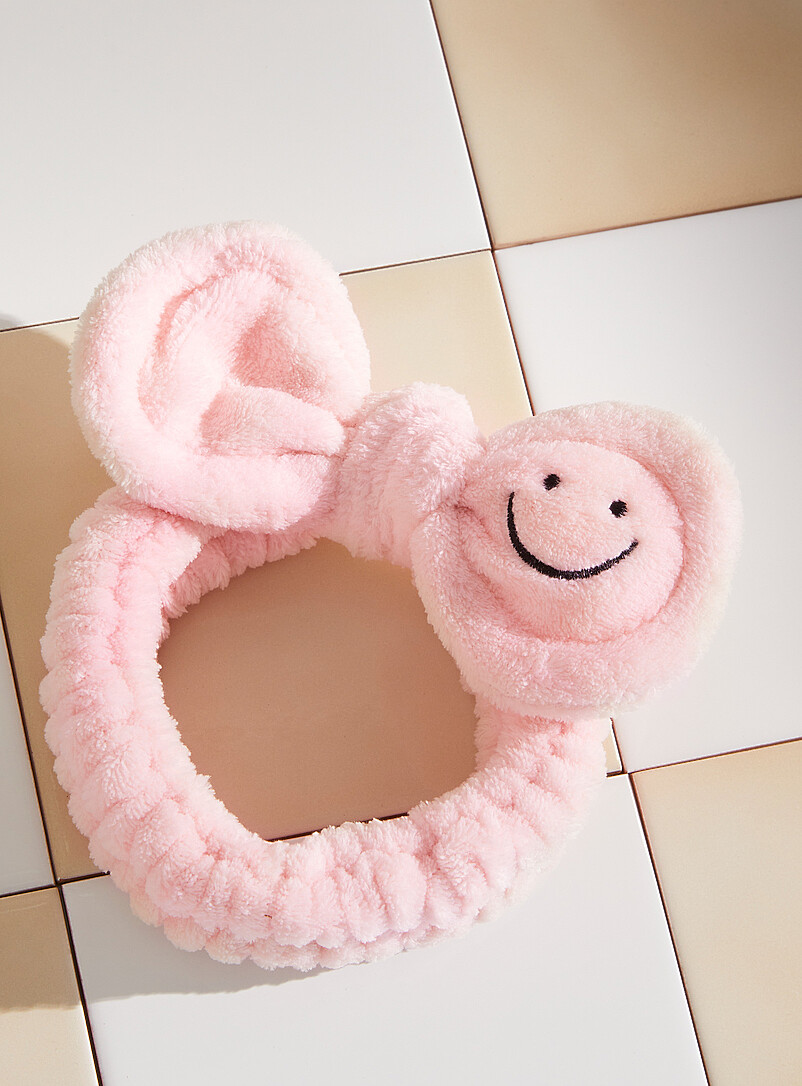 Smiley Face Bow Plush Headband