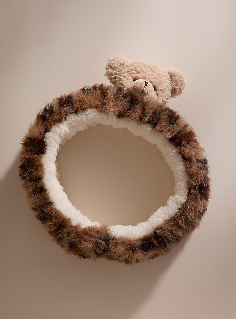 Brown teddy bear leopard plush headband product image (primary)