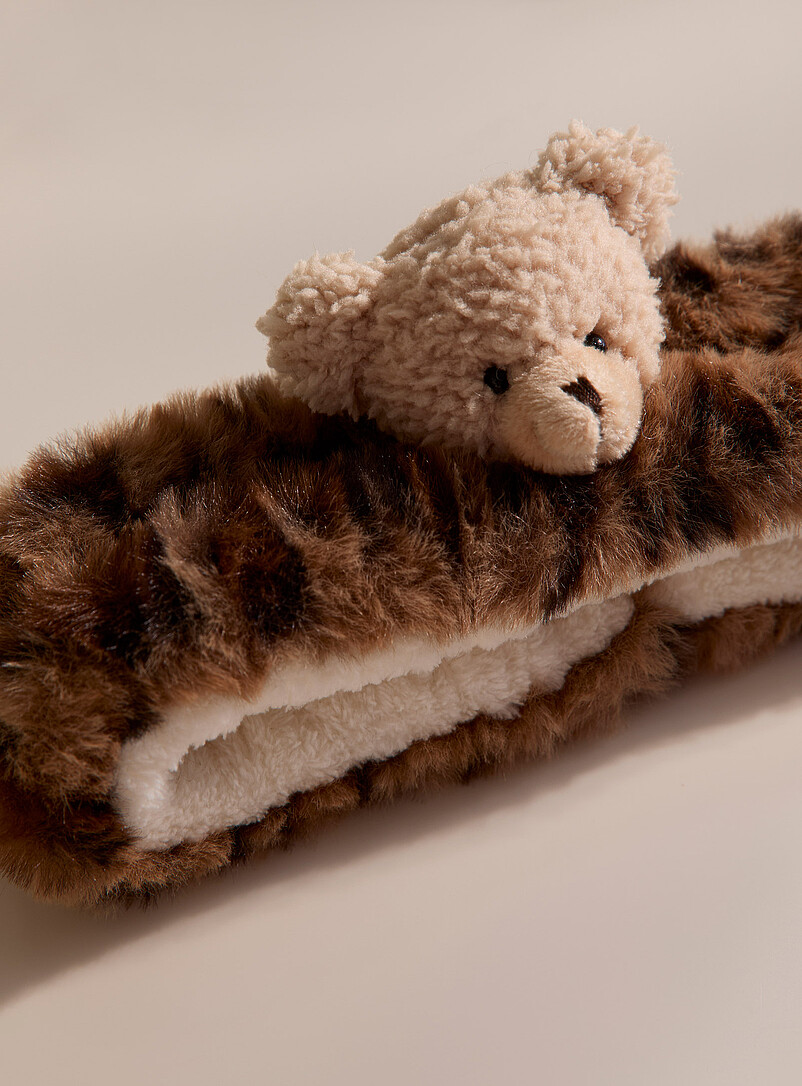 Brown teddy bear leopard plush headband product image 2