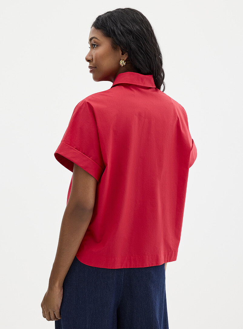 Contemporaine: La chemise popeline carr&eacute;e poches plaqu&eacute;es Blanc pour femme