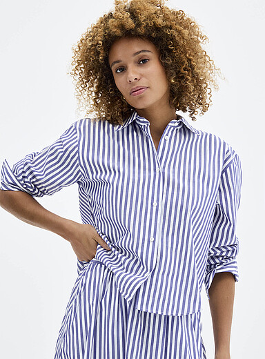 Striped lightweight poplin shirt