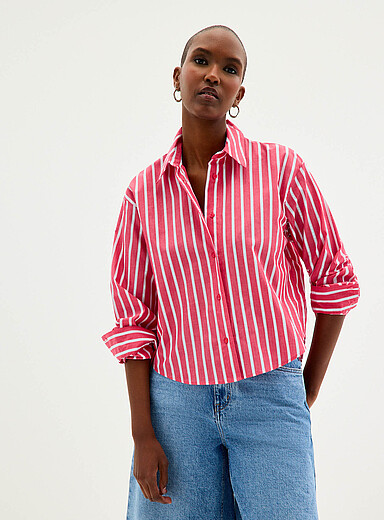 Striped lightweight poplin shirt