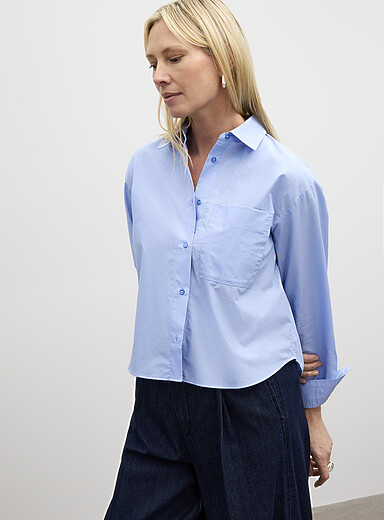 La chemise popeline courte poche plaqu&eacute;e