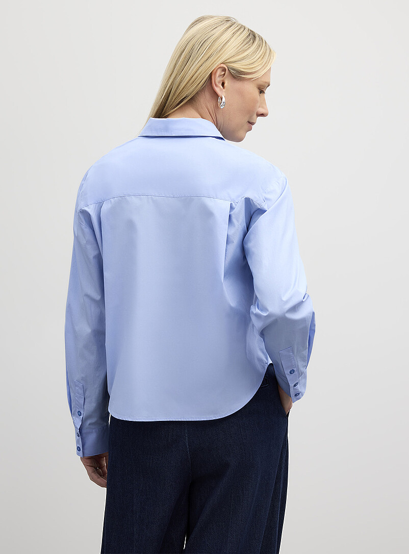 Contemporaine Golden Yellow Cropped patch-pocket poplin shirt for women