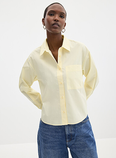 La chemise popeline courte poche plaqu&eacute;e