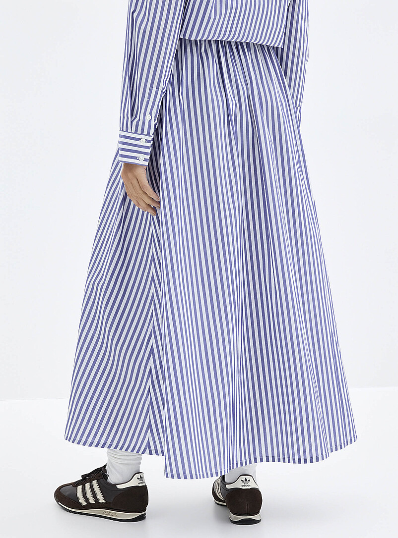 Contemporaine Pink Striped lightweight poplin maxi skirt for women