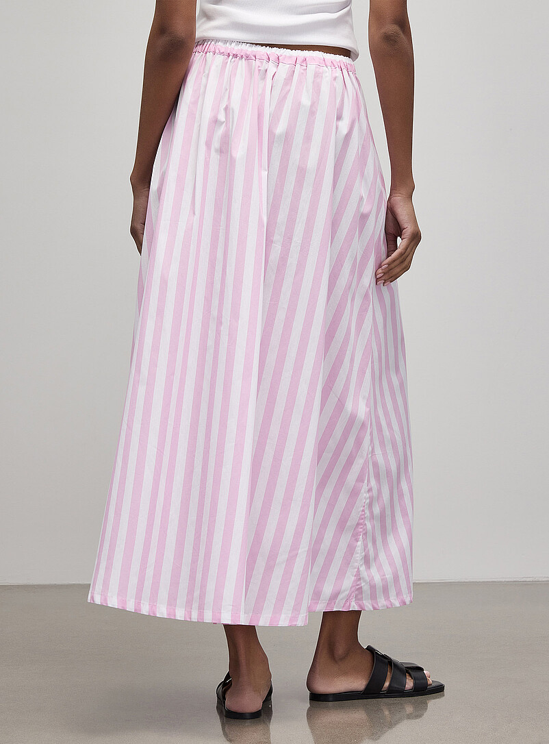 Contemporaine: La jupe maxi popeline l&eacute;g&egrave;re ray&eacute;e Bleu pour femme