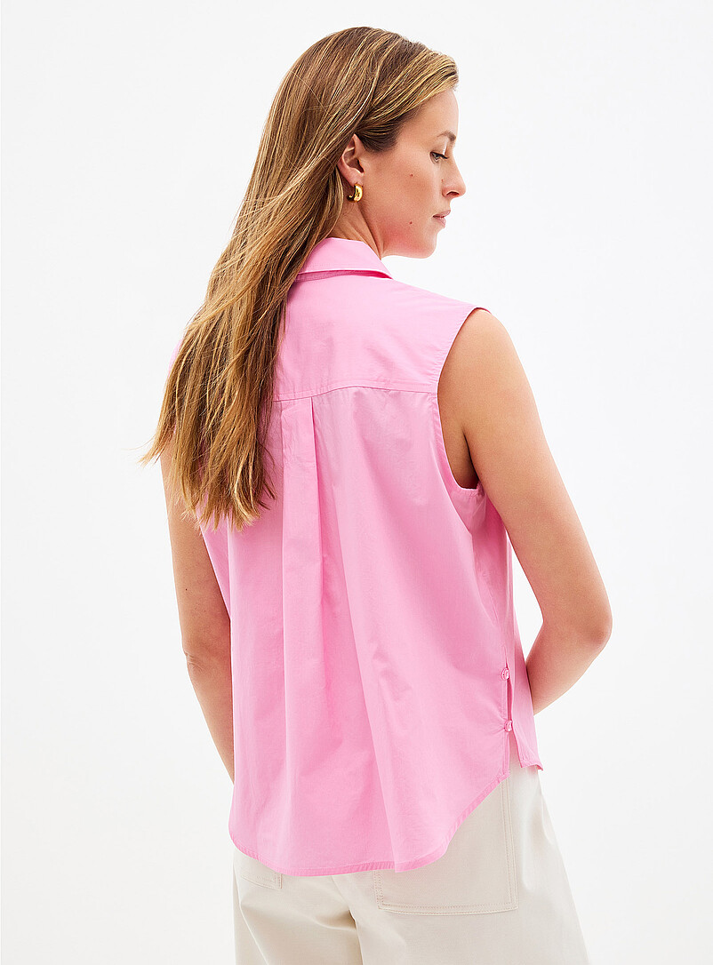 Contemporaine Pink Lightweight poplin sleeveless shirt for women