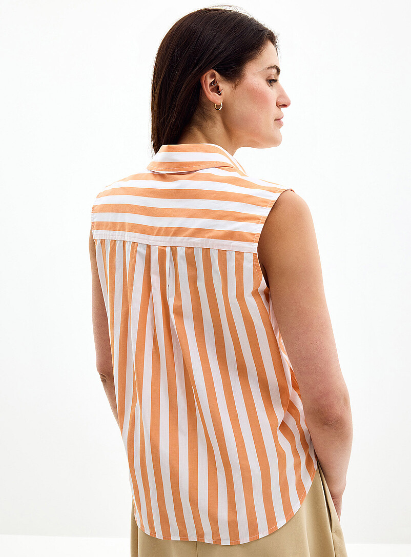 Contemporaine: La chemise sans manches rayure abricot Orange pour femme