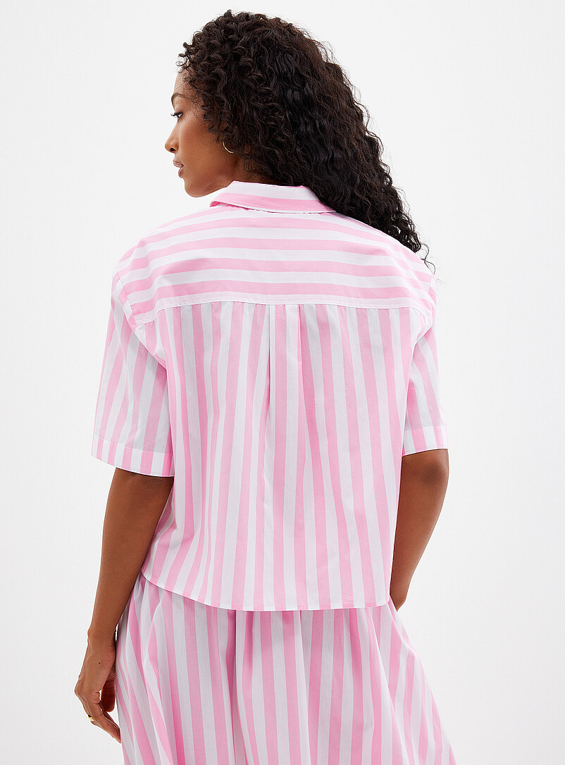 Contemporaine: La chemise carr&eacute;e popeline ray&eacute;e Gris pour femme