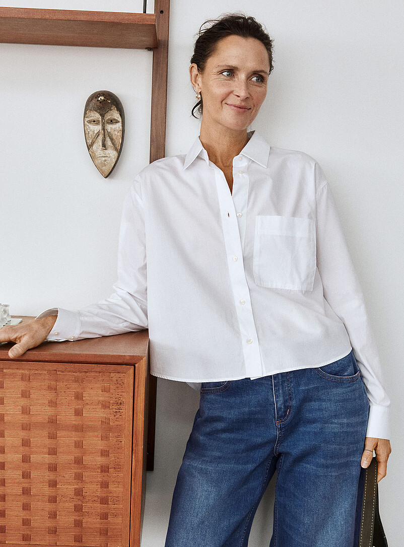 Cropped patch-pocket poplin shirt product image (primary)