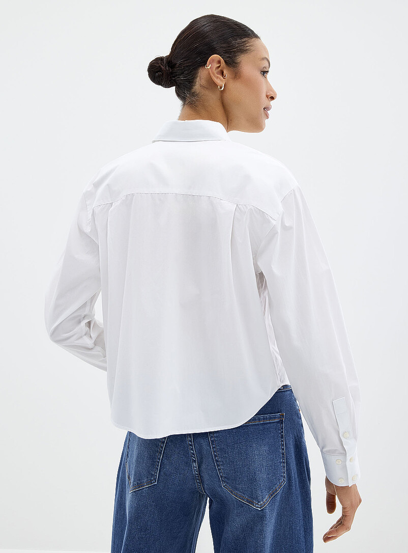 Cropped patch-pocket poplin shirt product image 2