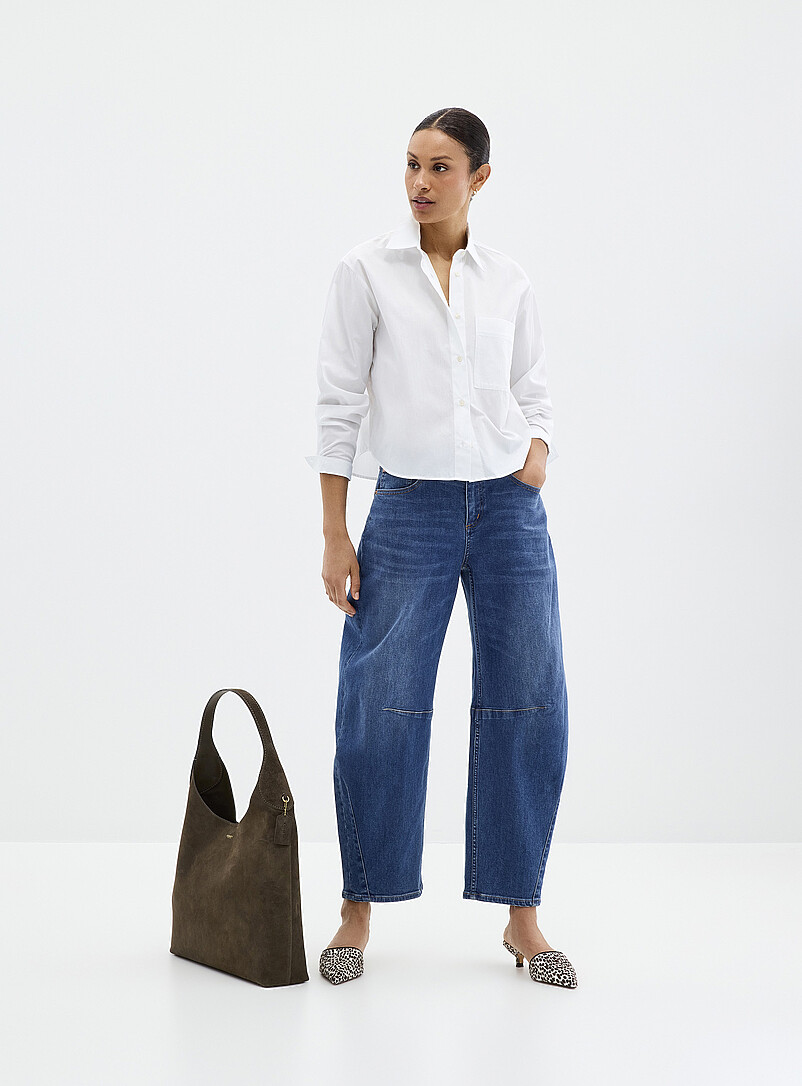 Cropped patch-pocket poplin shirt product image 3