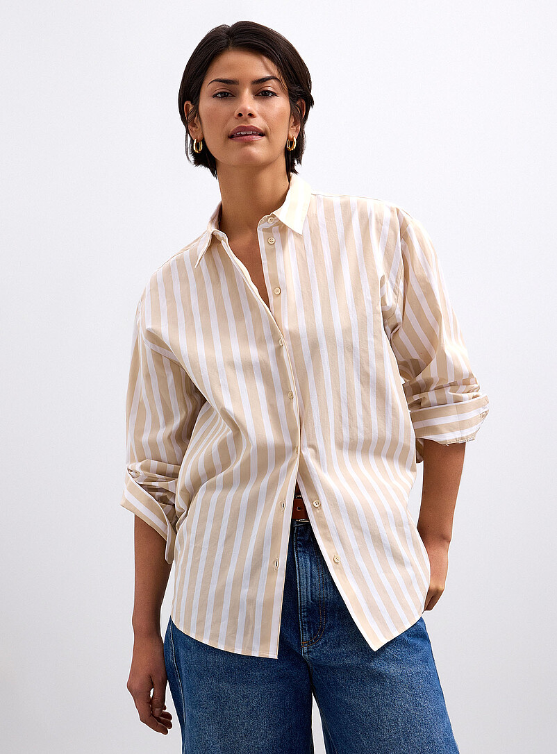 Loose Striped Lightweight Poplin Shirt