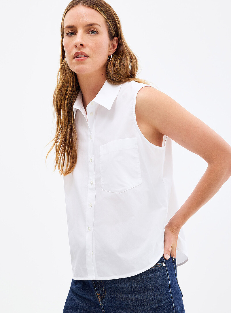Lightweight poplin sleeveless shirt product image 3