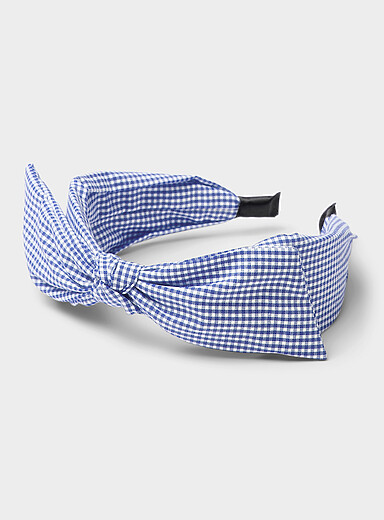 Gingham check bow headband