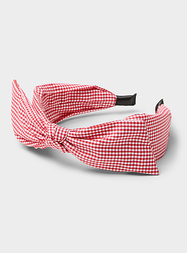 Gingham check bow headband