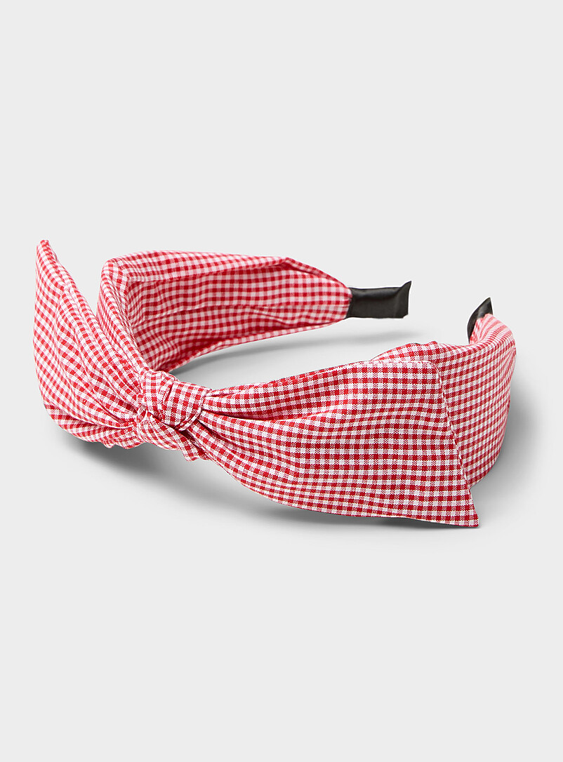 Gingham check bow headband product image (primary)
