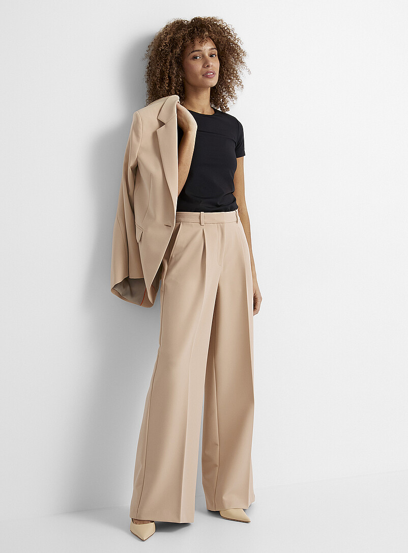 Pantalon à sequins Rose, jambes évasées et ceinture élastique, or Pantalon à sequins Rose, jambes évasées et ceinture élastique, or