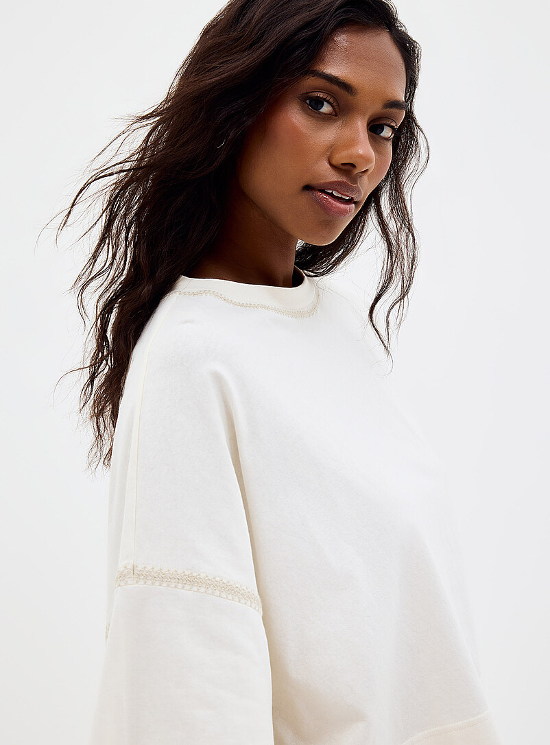 BOSS Off White Subtle embroidery boxy-fit T-shirt for women
