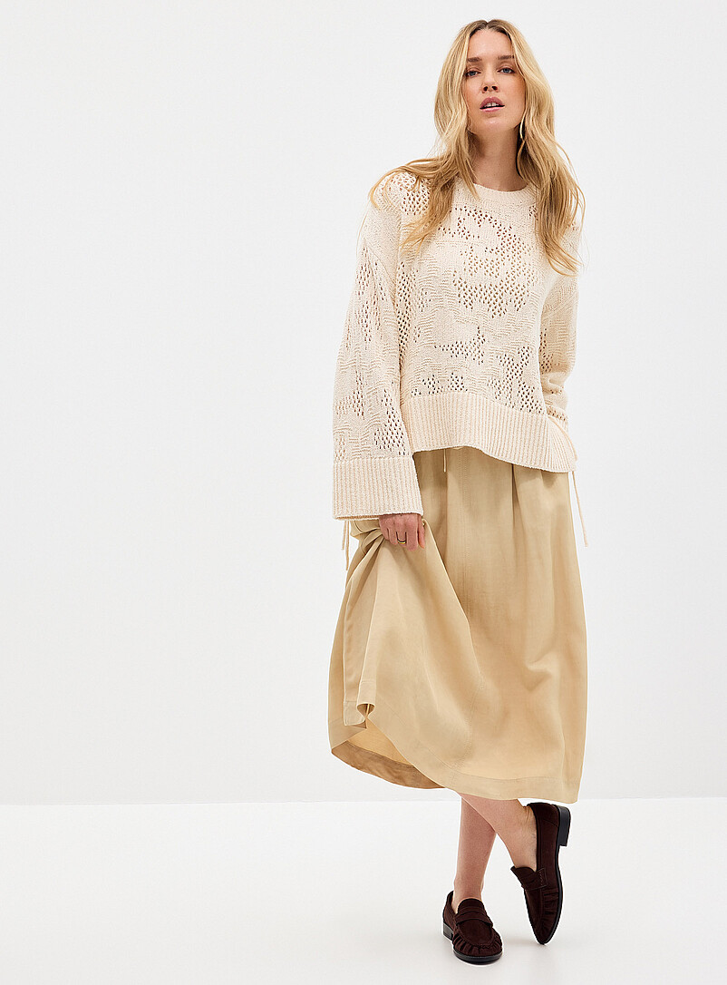 Tie Side Slits Openwork Sweater