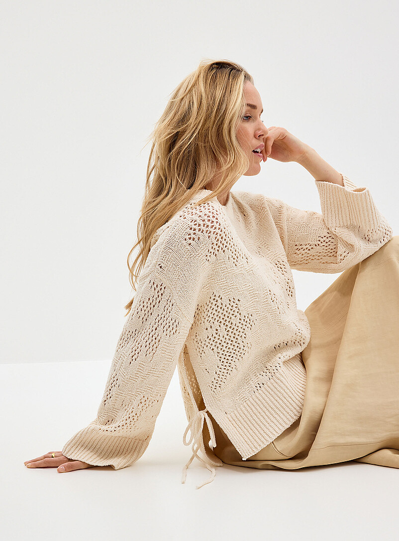 Tie side slits openwork sweater product image 2