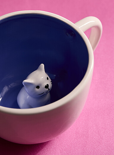 Inner 3D cat white mug