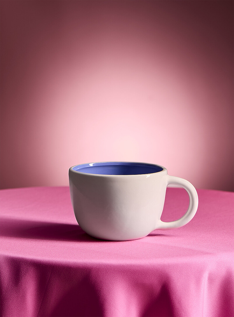 Simons Maison: La tasse blanche avec chat 3D &agrave; l'int&eacute;rieur Bleu p&acirc;le - Bleu ciel