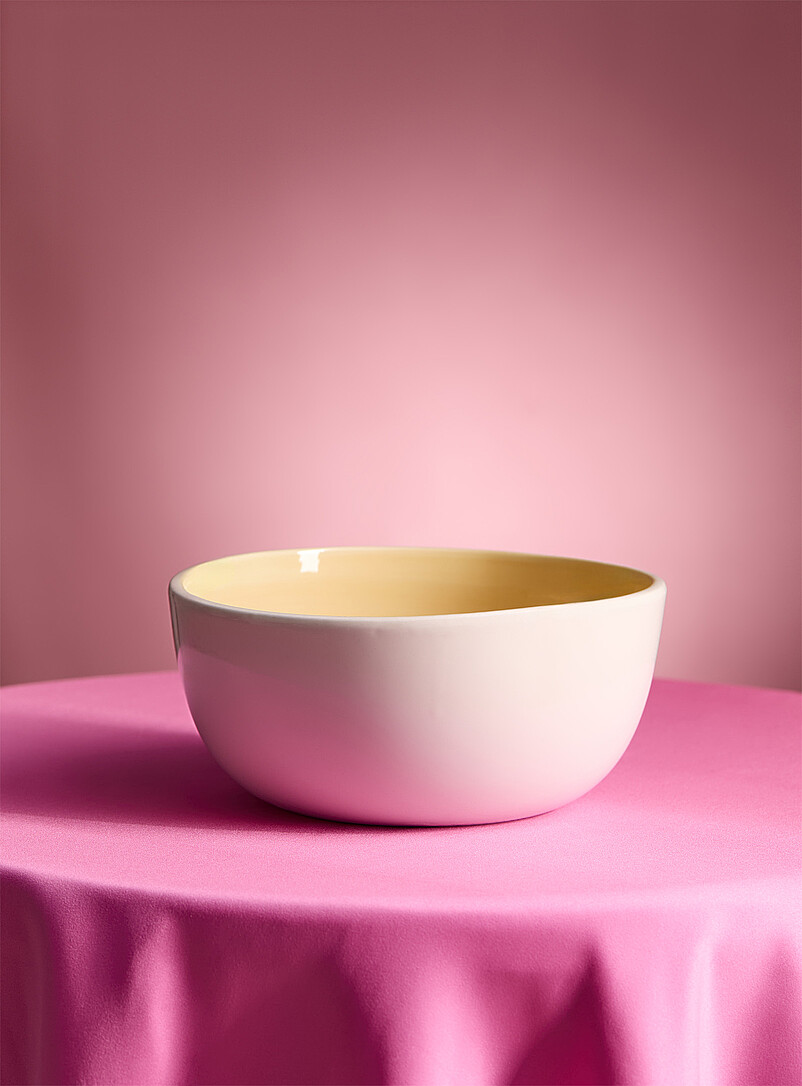 Simons Maison: Le grand bol blanc dumpling 3D &agrave; l'int&eacute;rieur Jaune ma&iuml;s - Vanille