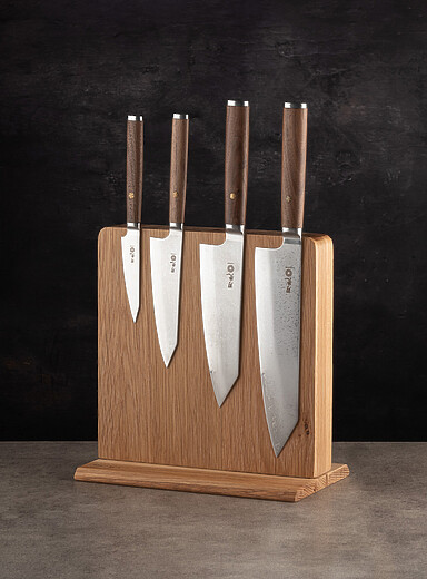Le bloc &agrave; couteaux aimant&eacute; en ch&ecirc;ne blanc