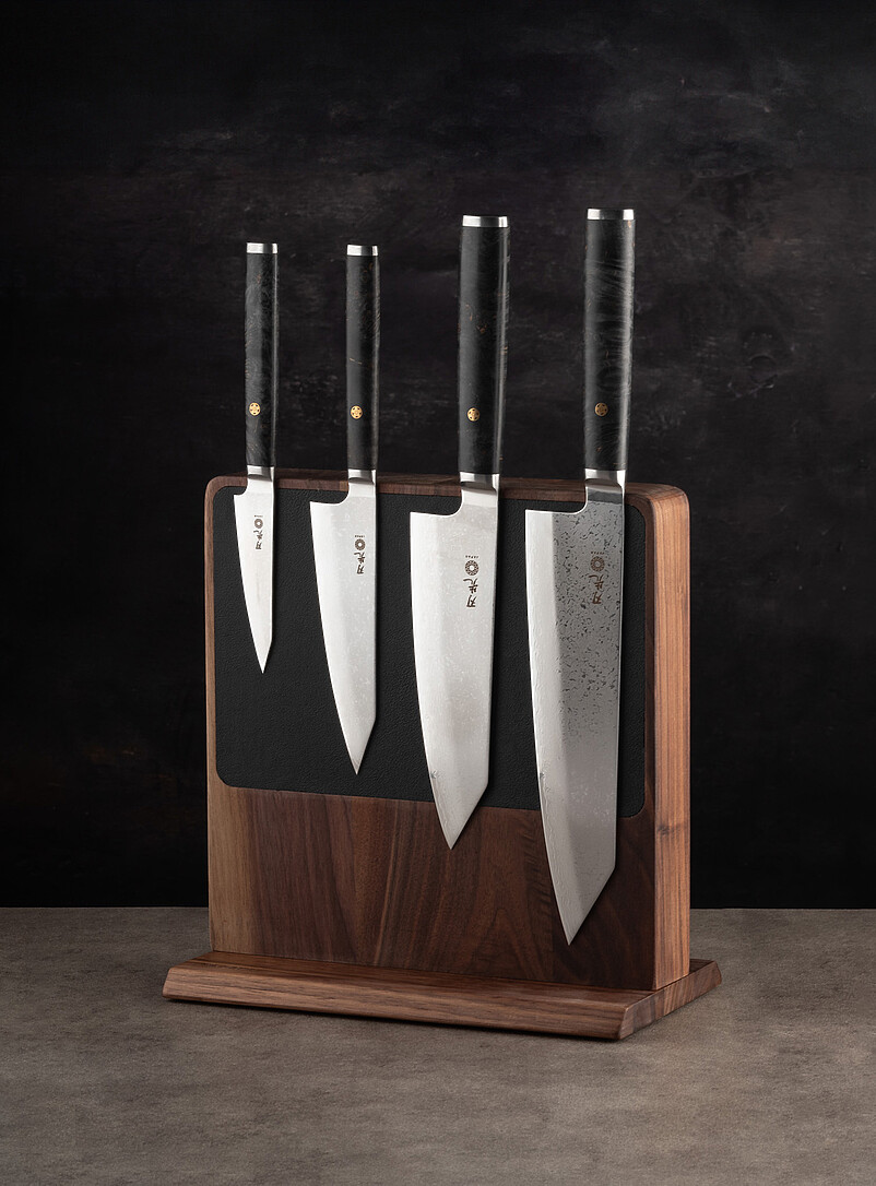 Walnut magnetic knife block product image (primary)