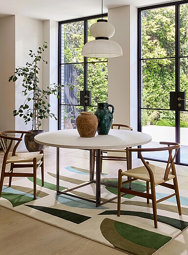 Harlequin Patterned Green Torillo modern geometric virgin wool rug See available sizes