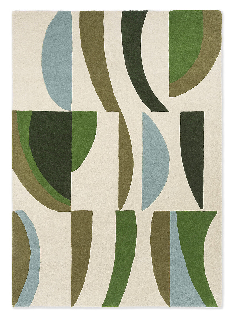 Harlequin: Le tapis laine vierge g&eacute;om&eacute;trie moderne Torillo Voir nos formats offerts Vert &agrave; motifs