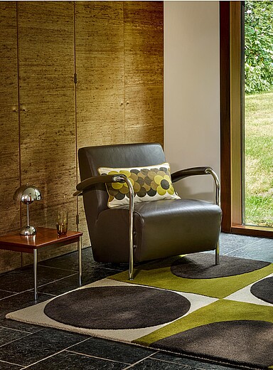 Orla Kiely Patterned Green Spot square retro wool rug See available sizes