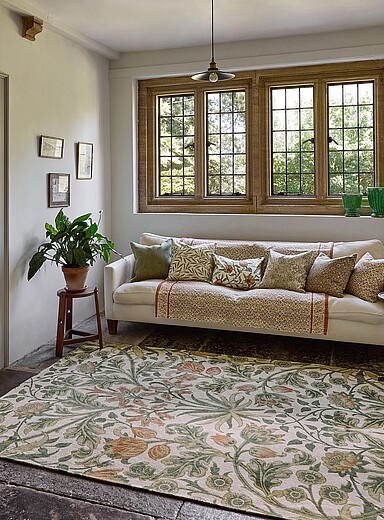 Morris & Co.: Le tapis d'int&eacute;rieur jacinthe tons naturels Voir nos formats offerts Vert &agrave; motifs