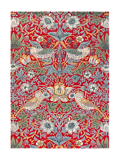 Morris & Co.: Le tapis pure laine voleurs de fraises cramoisi Voir nos formats offerts Rouge &agrave; motifs