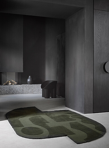 Brink & Campman: Le tapis pure laine Mural Form vert for&ecirc;t Voir nos formats offerts Kaki - Sauge - Olive